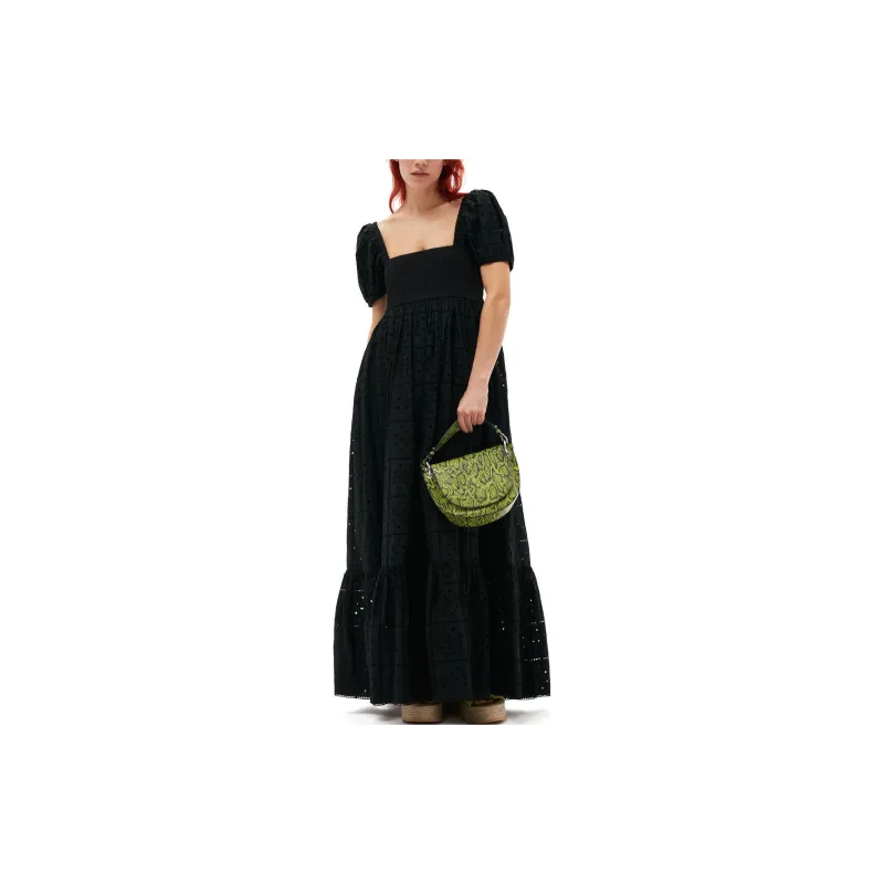 GANNI Broderie Anglaise Puff-Sleeved Maxi Dress-2