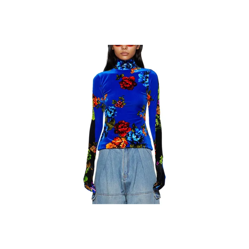 Vetements Floral print Velvet Top-2