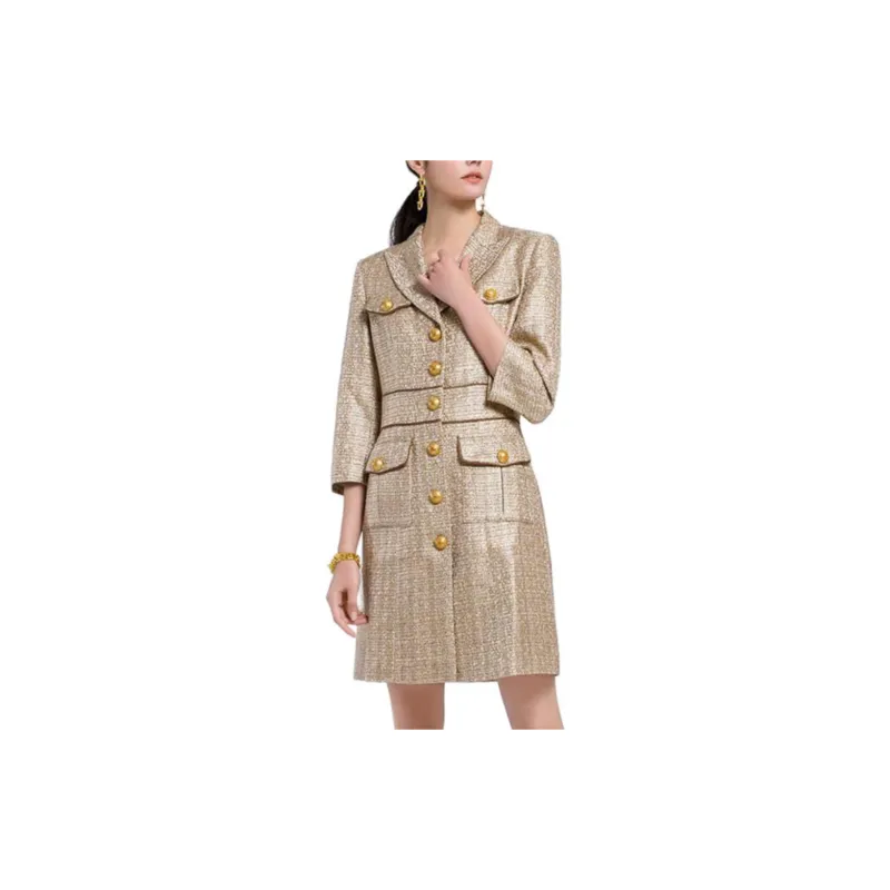BESIONIA SS22 Business Suits Coats Women's Gold-2