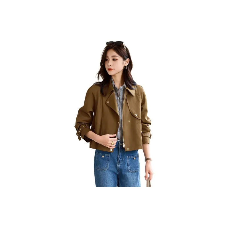 Yi Mengyuan Cropped Trench Coat Women's-2