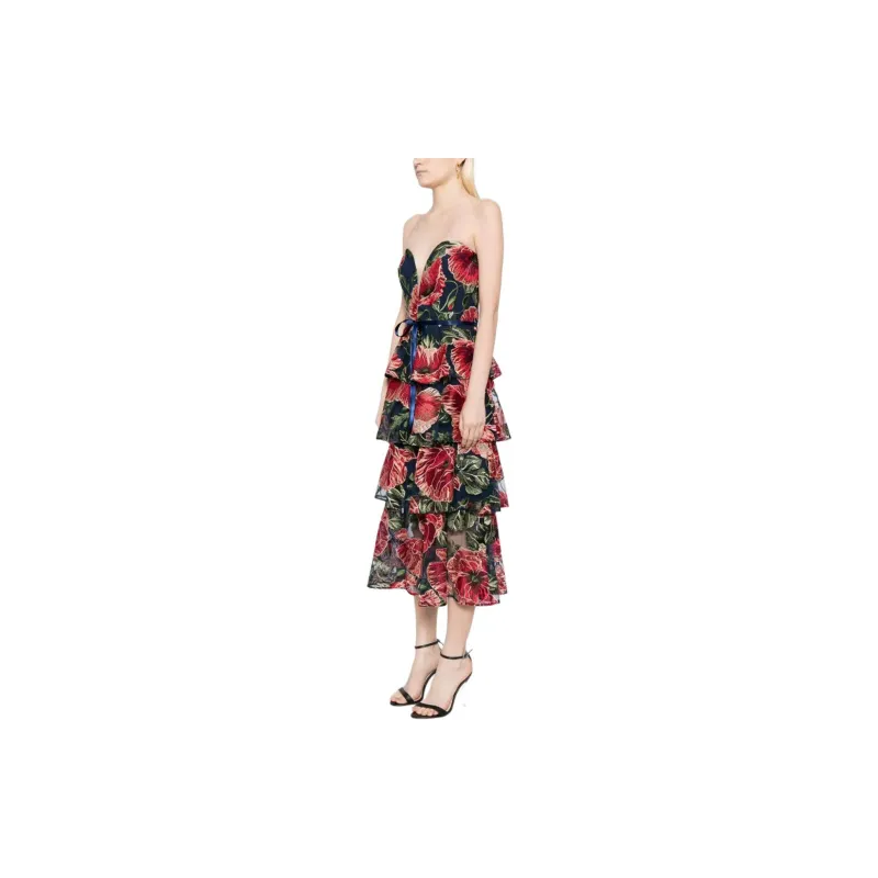 MARCHESA NOTTE SS24 Sleeveless Dress Women's Red-3