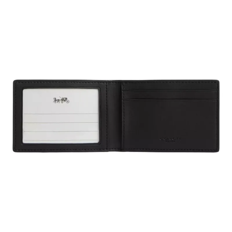 COACH Compact Canvas With Calfskin Wallet Mini Men's Bronze & Charcoal Gray-1