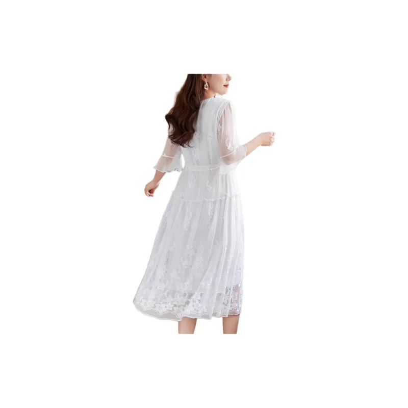 Yi Mengyuan Silk Long Sleeved Dress Women's-2