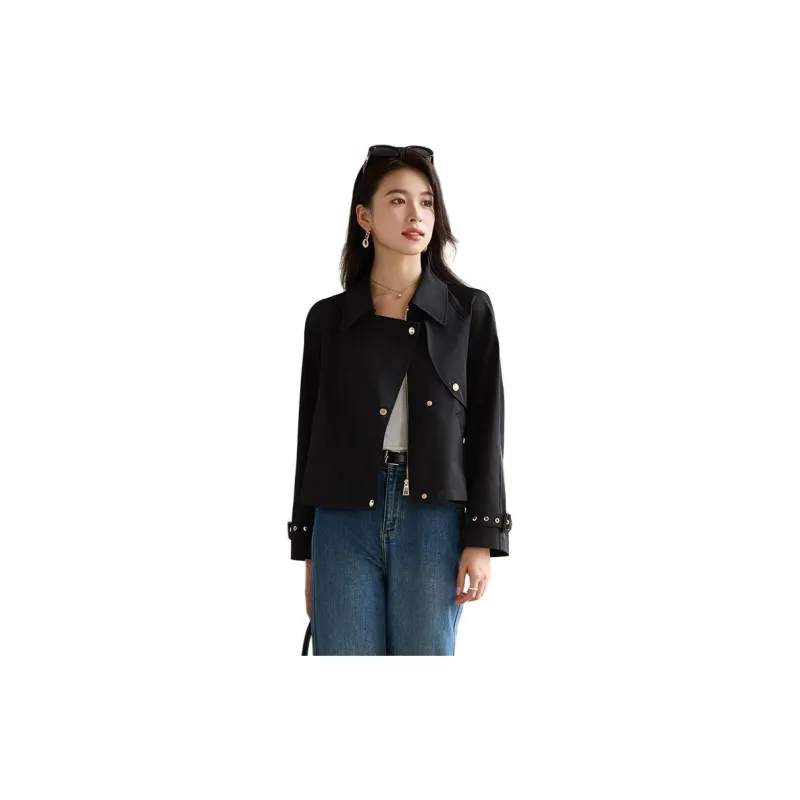 Yi Mengyuan Cropped Trench Coat Women's-9