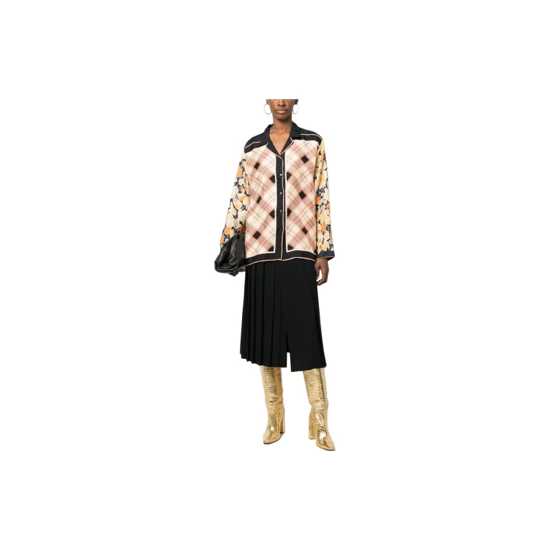 DRIES VAN NOTEN 2000s Mixed pattern Silk Blouse-1