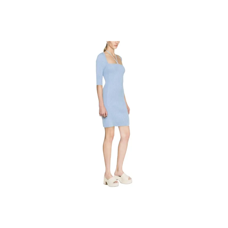 GANNI Short Sleeved Dresses Women's Blue-3