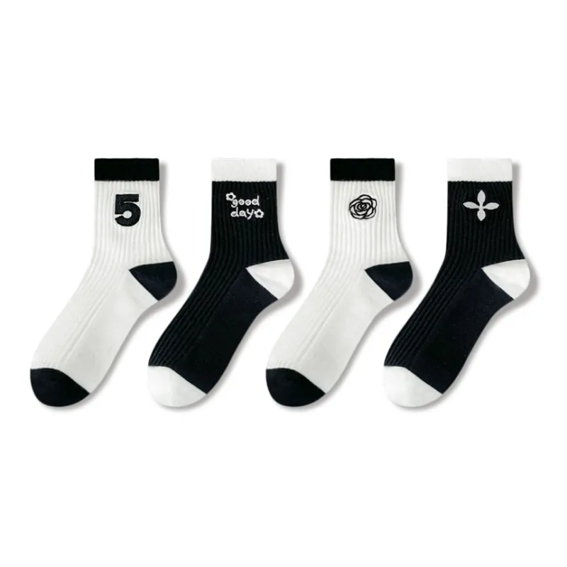 JIAZINI Mid Calf Socks Women's 4 Pack-42