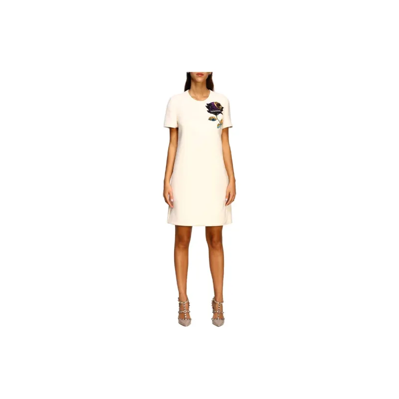 Valentino Short Sleeved Dresses Women's White-1