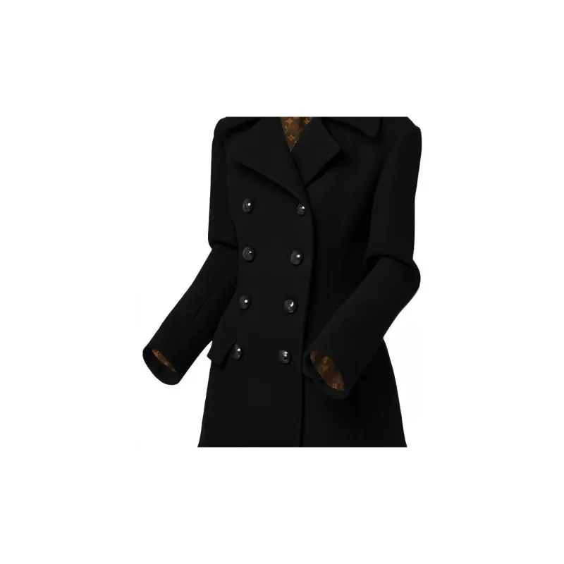 LOUIS VUITTON SS22 Velvet feel Coat Women's Black-3