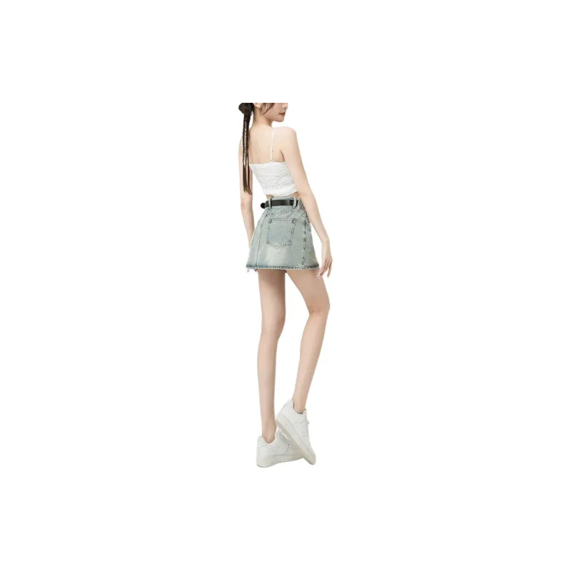 ZNZX Denim Short Skirts Women's Light Blue-3