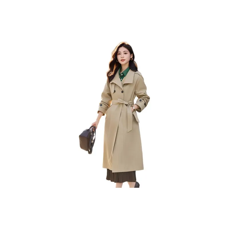 Yi Mengyuan Mid Length Trench Coat Women's Khaki-2