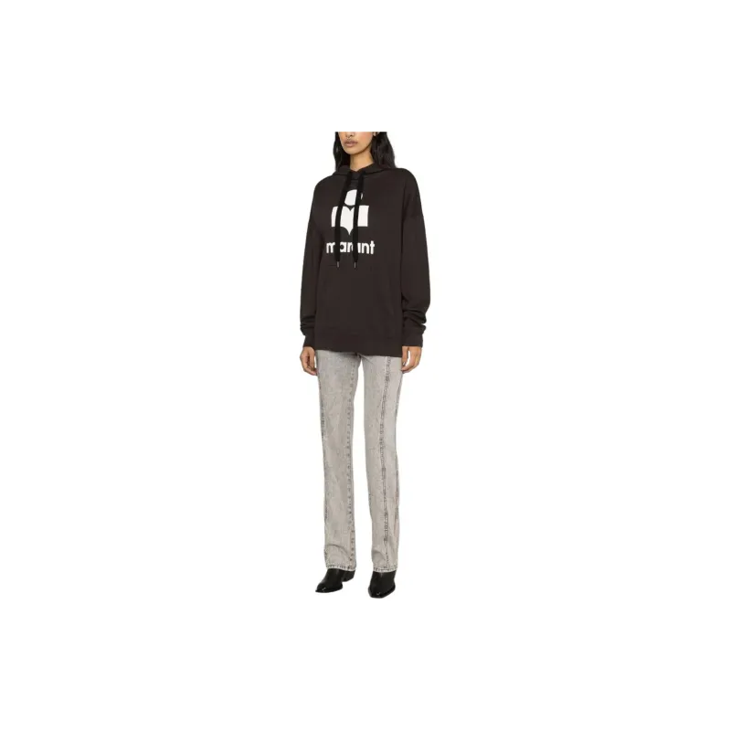 ISABEL MARANT ETOILE Mansel Flocked Logo Drawstring Hoodie-3