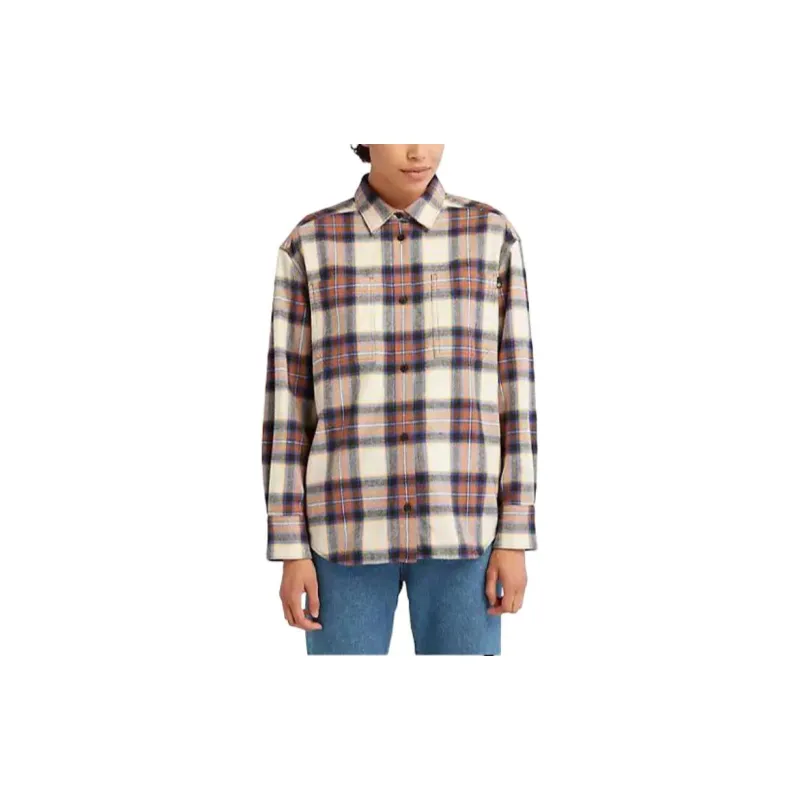 Timberland Flannel Overshirt Shirt Women's Burnt Ochre-1