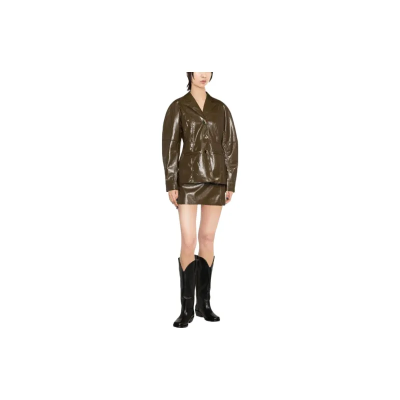 GANNI Patent Blazer 'Teak'-1