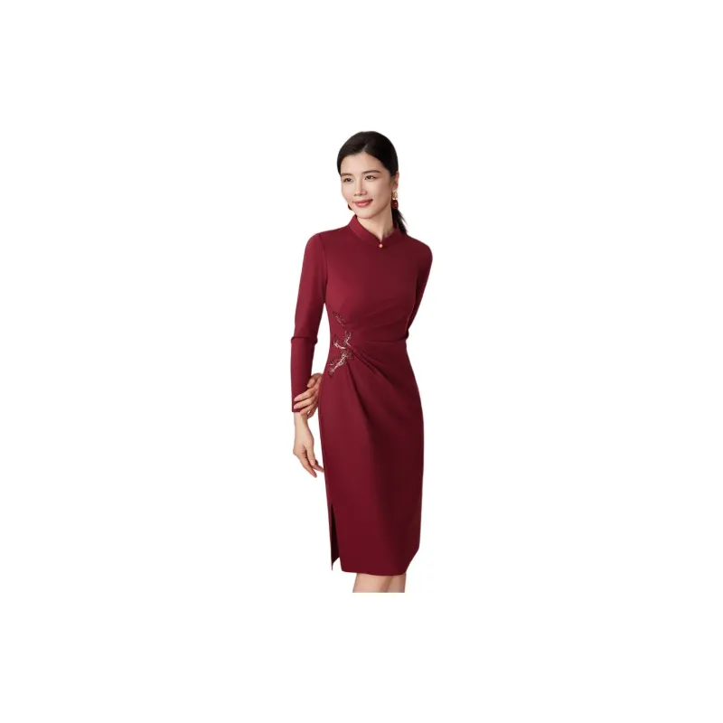 BBLLUUEE Long Sleeved Dress Women's Ancora Red-4