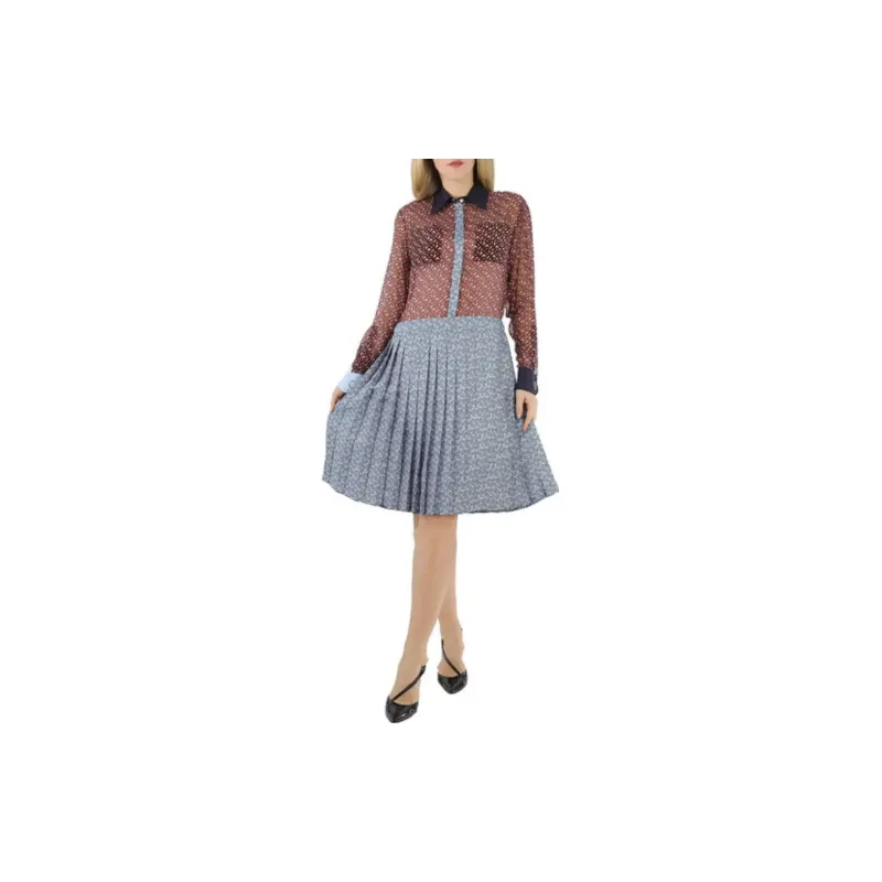 Burberry Long-Sleeved Dresses Women's Red-1