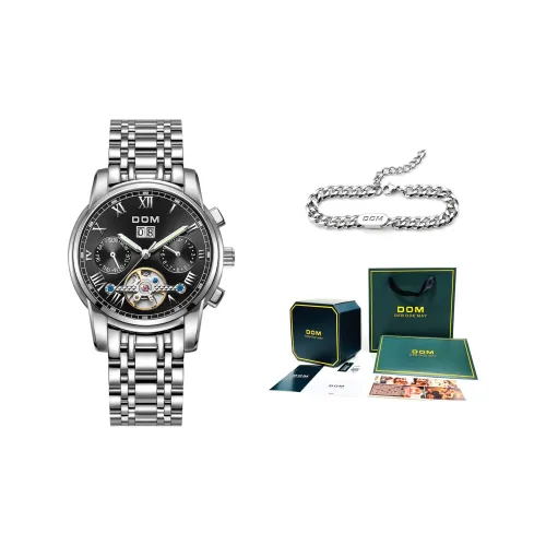 DOM Mechanical Movement Stainless Steel Watchband Watch Men's Watches Black Dial