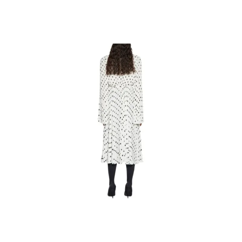 Balenciaga Women's Hand Drawn Polka Dot Pleated Dress White-4