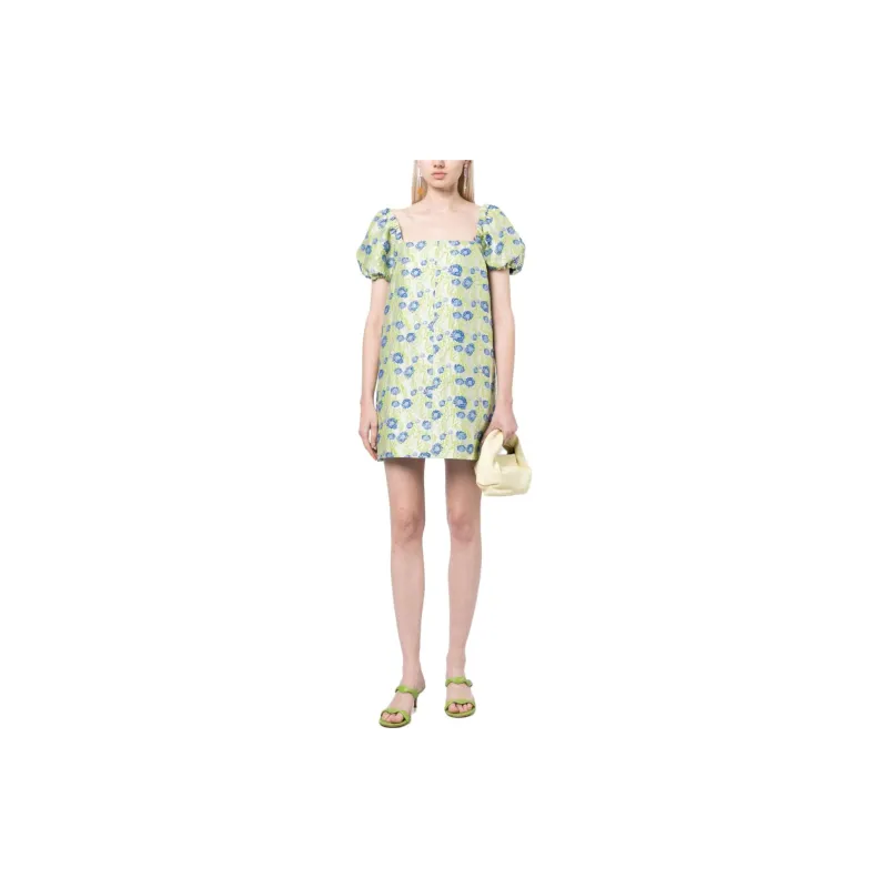 GANNI Floral-jacquard Shift Minidress-1