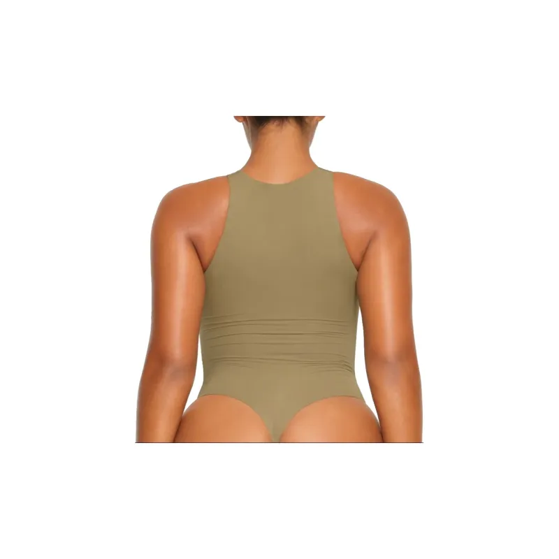 SKIMS FITS EVERYBODY HIGH NECK BODYSUIT Bodysuits Women's KHAKI/Khaki-2
