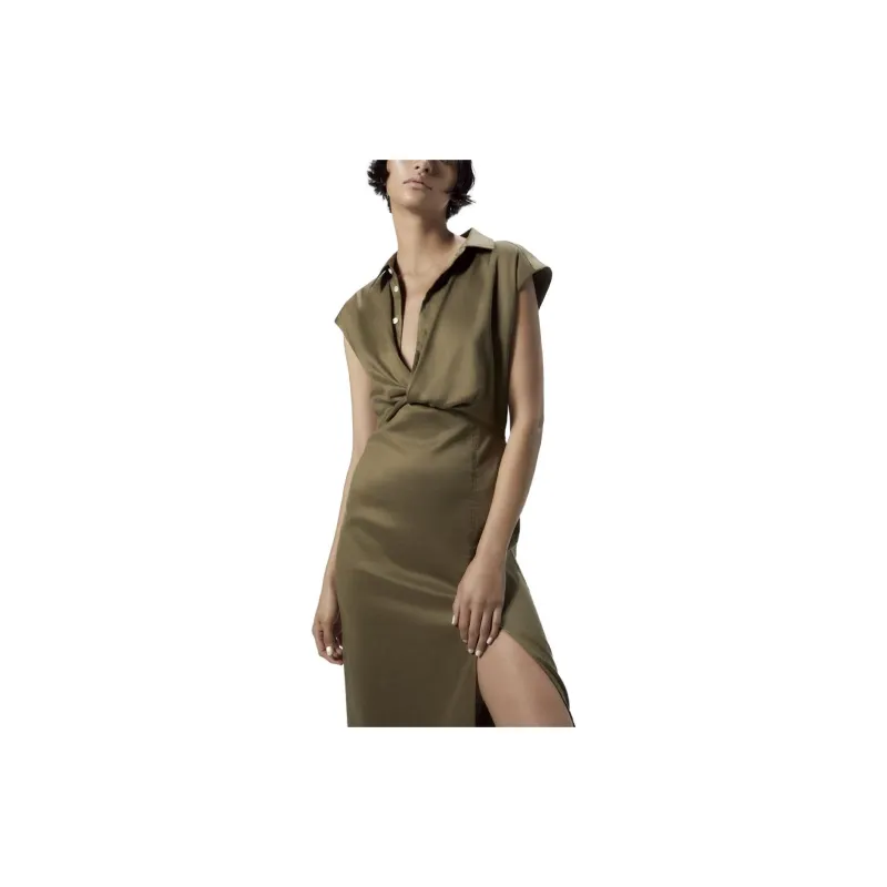 FRAME SS23 Short Sleeved Dress Women's Green-2