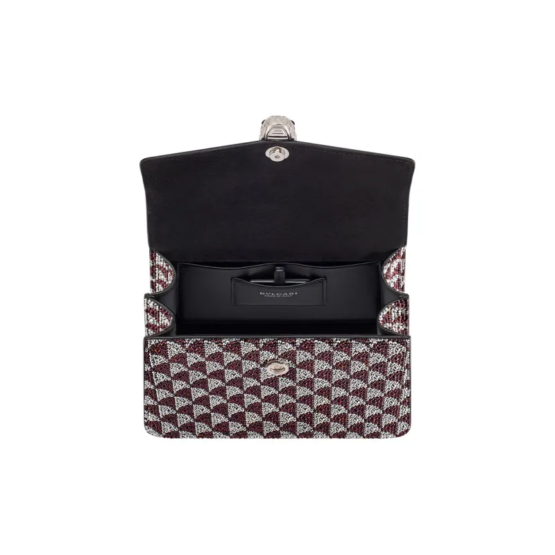 BVLGARI Serpenti Forever Series Crystal Handbag Medium Size Women's Purple-2