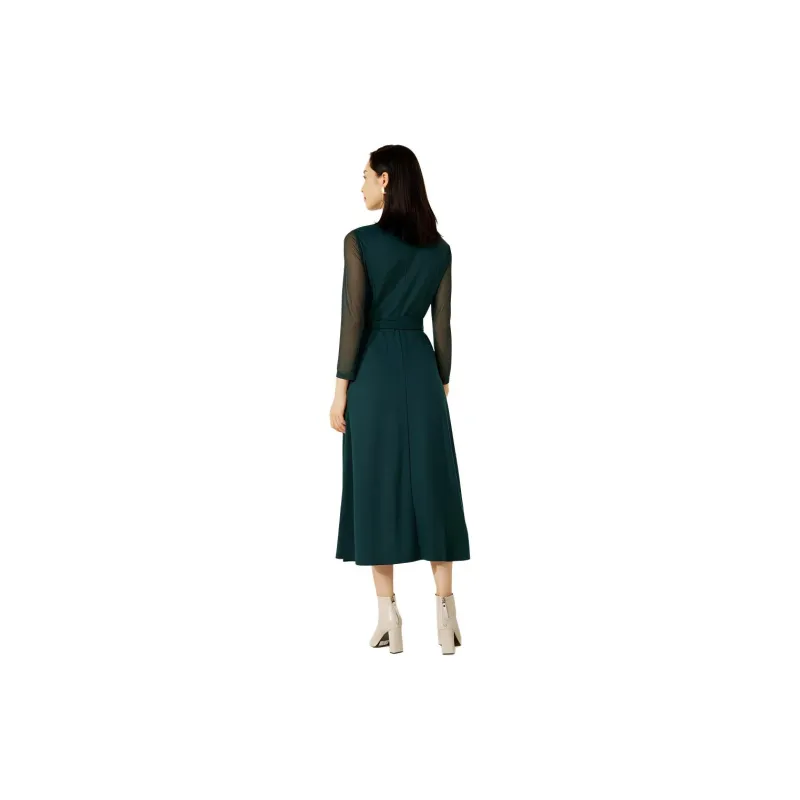 BBLLUUEE Long Sleeved Dress Women's Turquoise-3