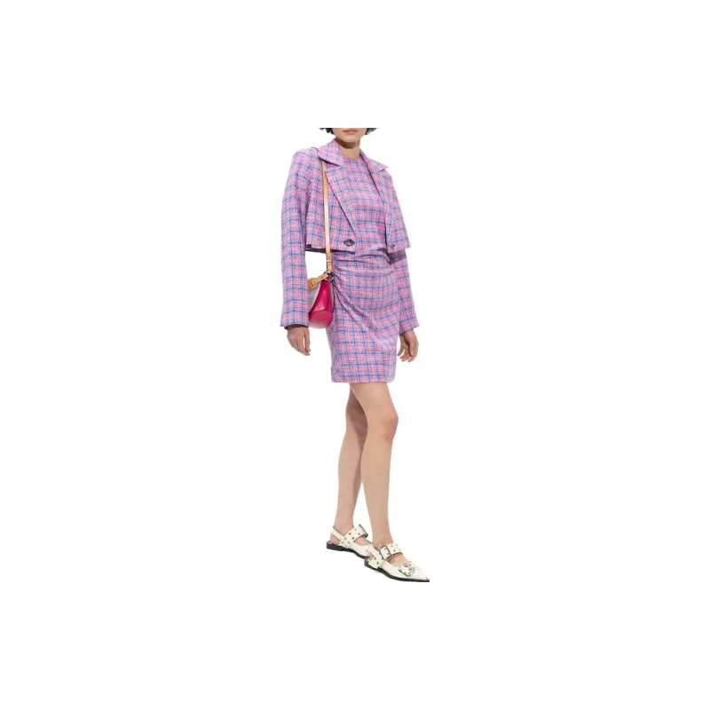 GANNI Checked Cropped Blazer-2