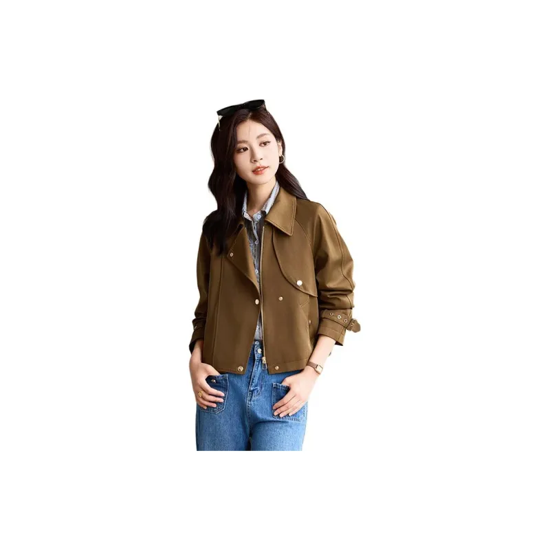 Yi Mengyuan Cropped Trench Coat Women's-5