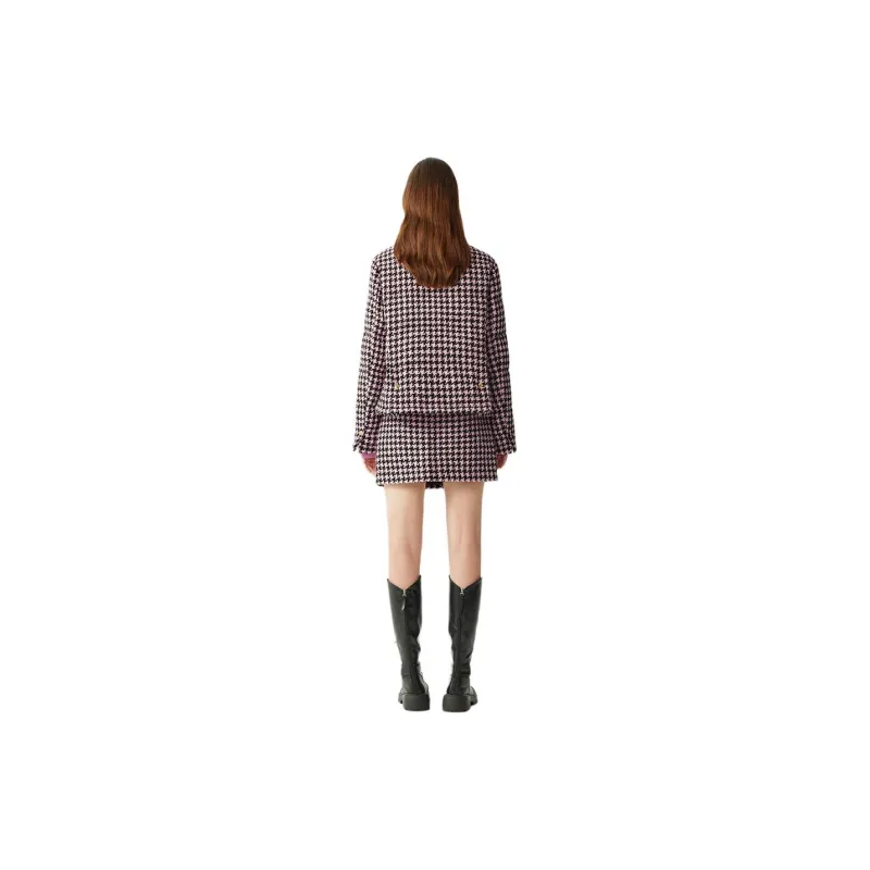 DEGAIA FW24 Down Jacket Women's Light Pink Plaid-1