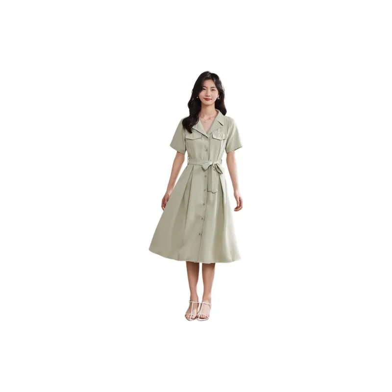 Coonesha Short Sleeved Dresses Women's Green-2
