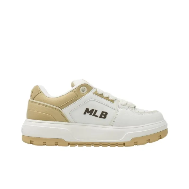 MLB Chunky Liner Anti Slip Wear Resistant Low Top Skateboard Shoes Unisex White Yellow-1