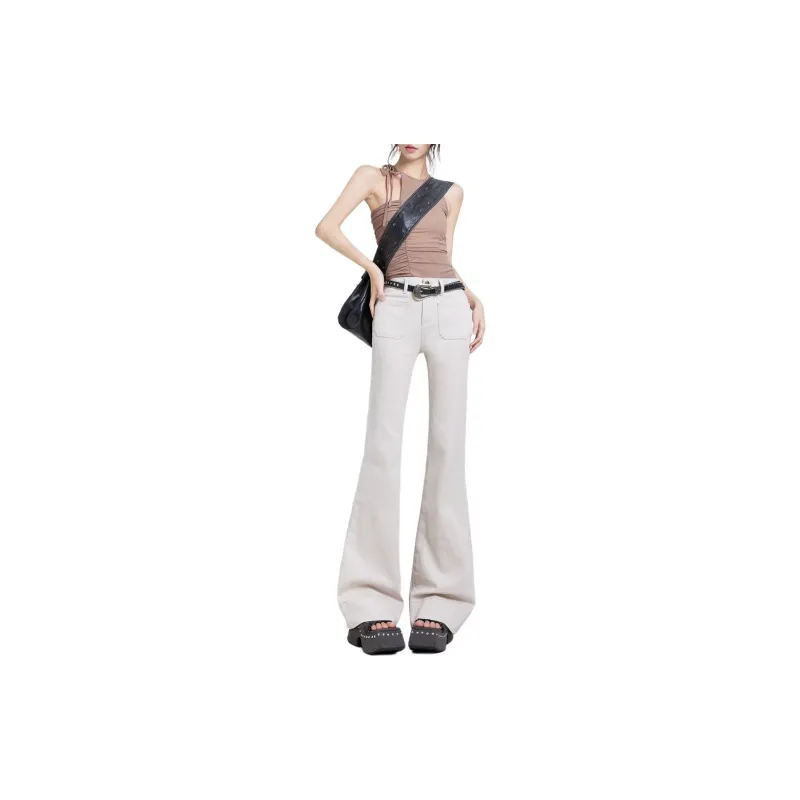 ZNZX Jeans Women's Beige Apricot-1
