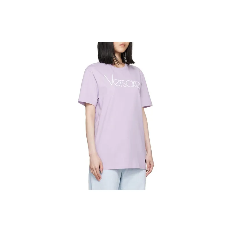 VERSACE Logo print Cotton T shirt-4
