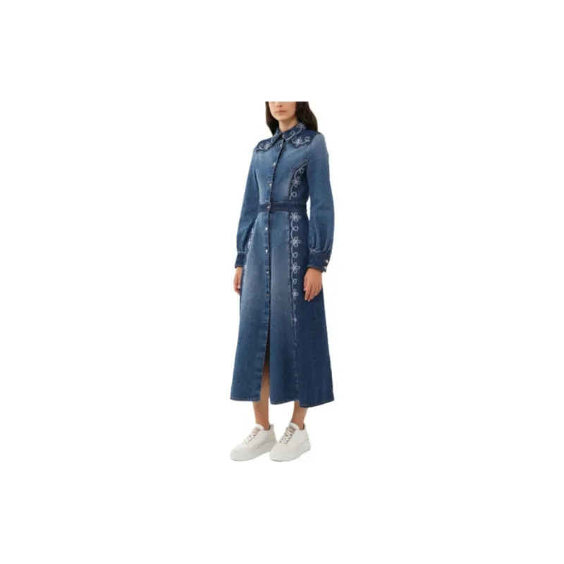 Chloé Embroidered Denim Shirt Dress-3