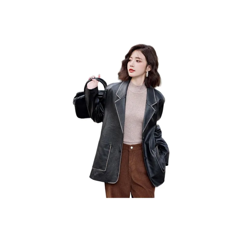Yi Mengyuan Leather Jacket Women's-7