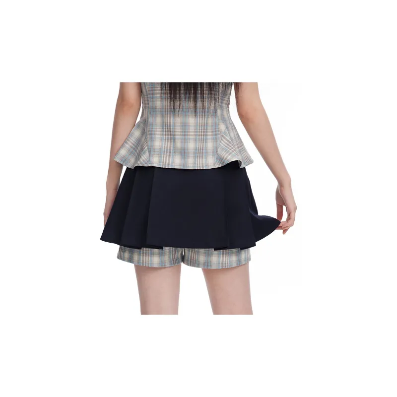 NTOT Casual Short Skirts Women's Navy Blue-5