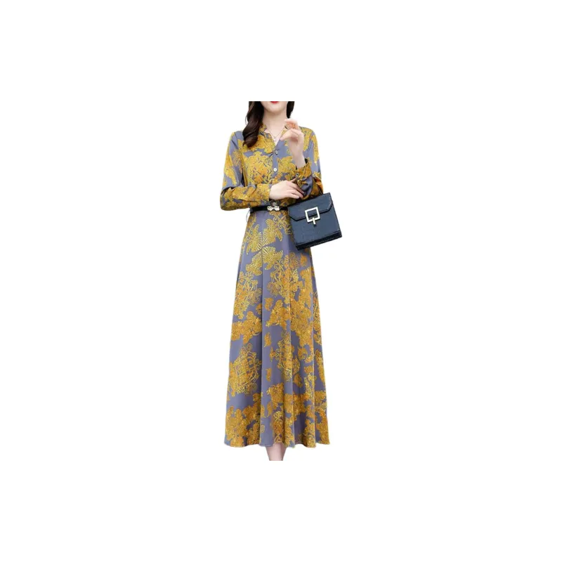 Mapping Long Sleeved Dresses Women's Gold-2