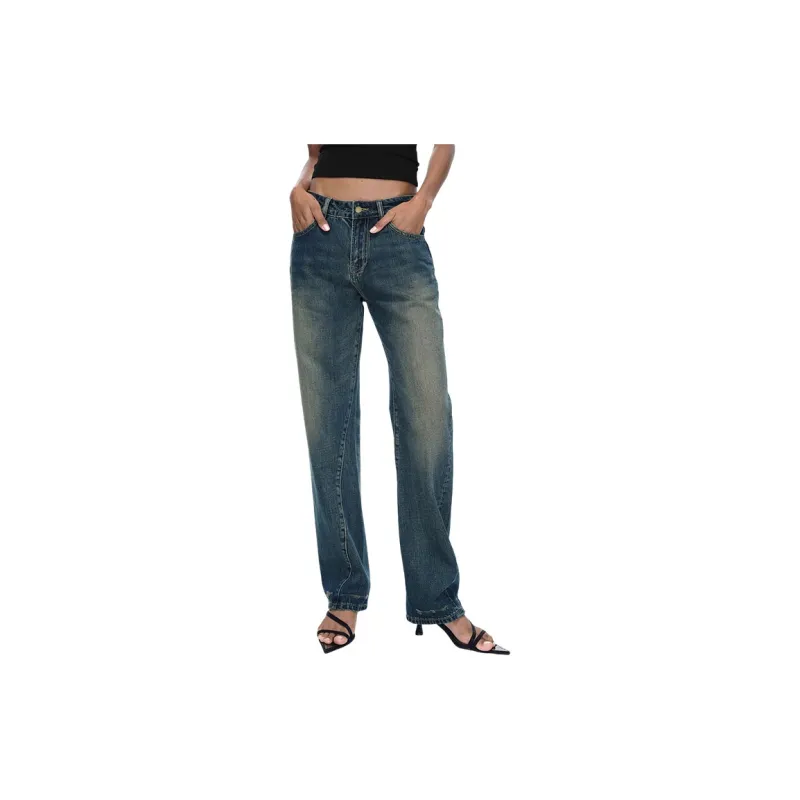 HDFULERN Jeans Women's Dark Blue-2