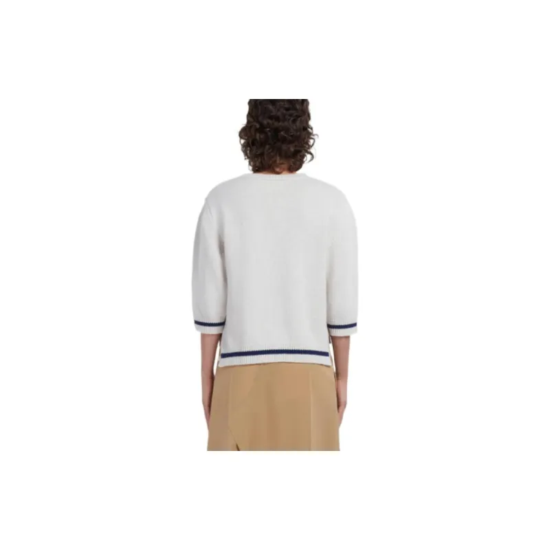MARNI Logo Embroidered V Neck Knitted Top-2