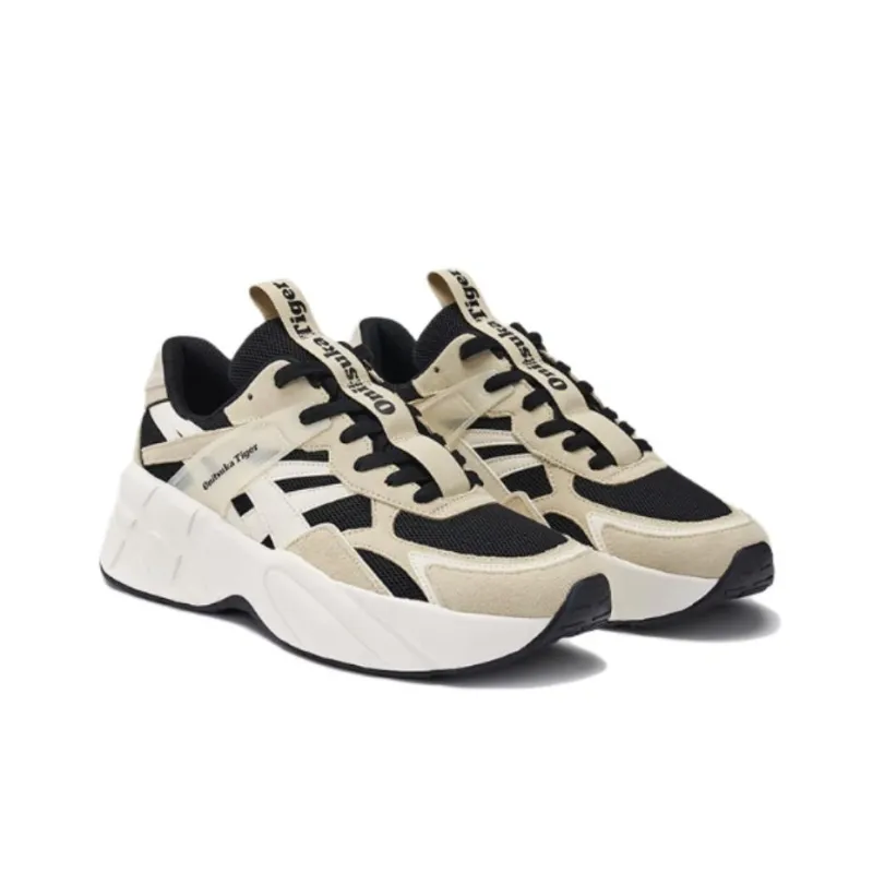 Onitsuka Tiger SP Series Anti Slip Wear Resistant Low Top Chunky Sneakers Unisex Black White-2