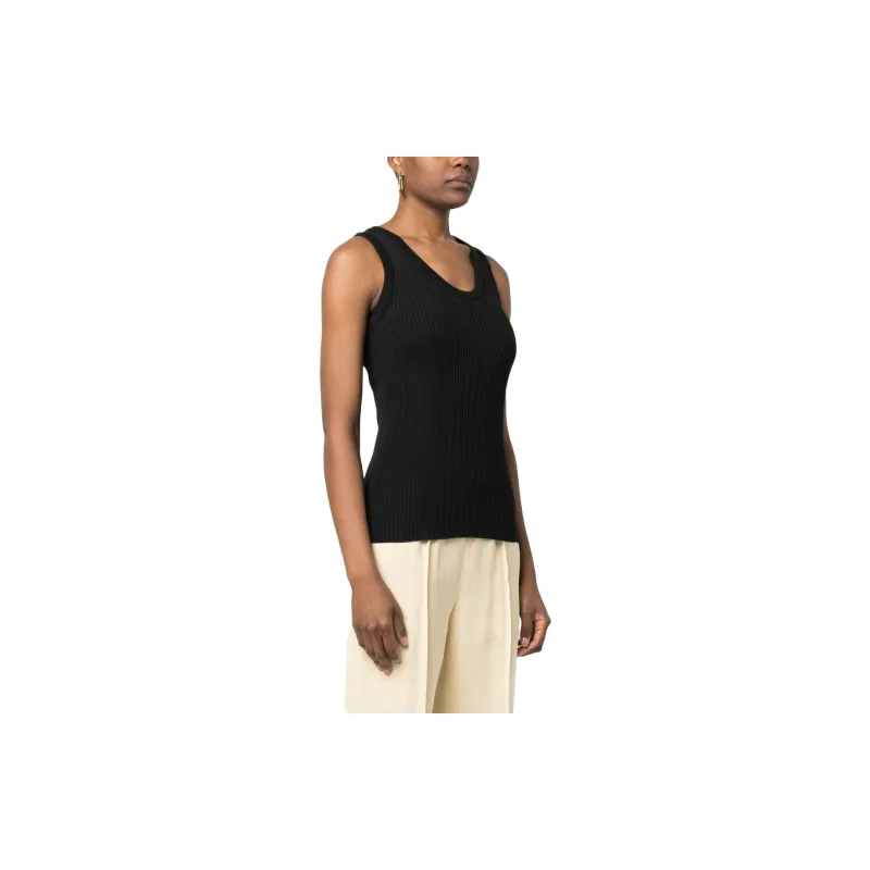 JIL SANDER Logo embroidered Ribbed Top-4