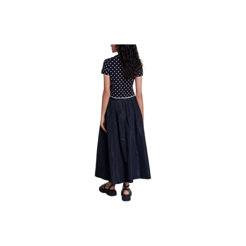 Maje Contrast waistband Midi Skirt-1