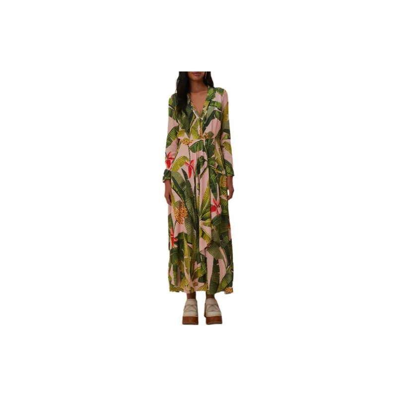 FARM RIO SS24 Long-Sleeved Dresses Women's Pink-1