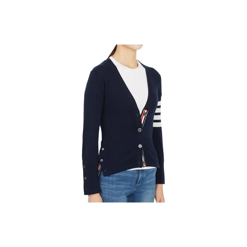 THOM BROWNE 4 Bar V Neck Cardigan-3