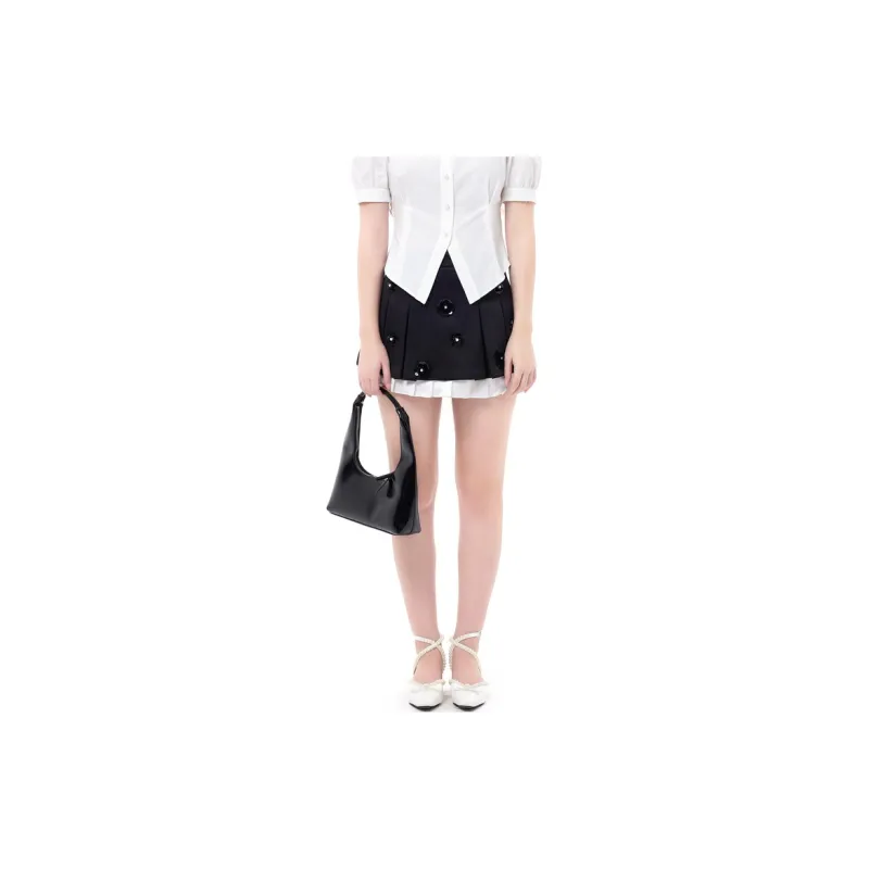 Three Quarters Casual Short Skirts Women's Black-2