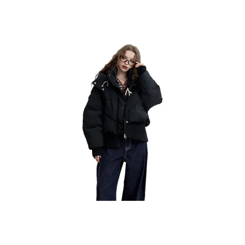 ELF SACK Knit Panel Hooded Down Jacket Women's