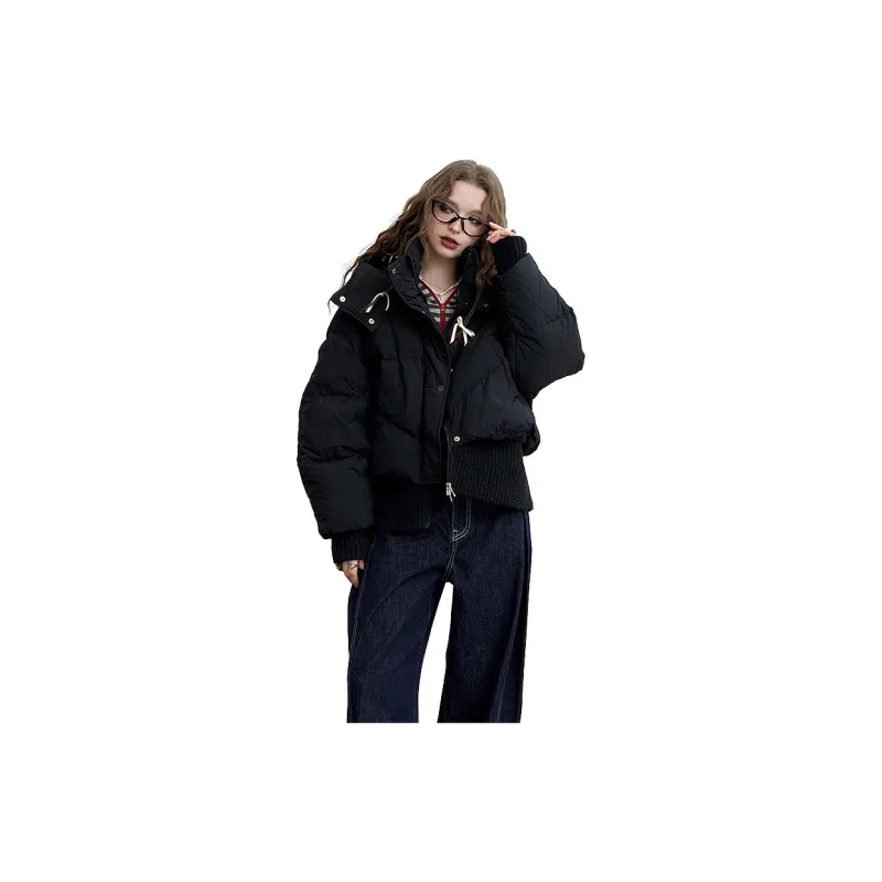 ELF SACK Knit Panel Hooded Down Jacket Women's-1
