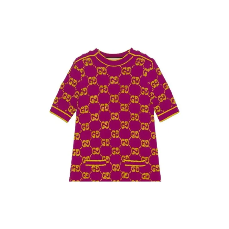 GUCCI SS23 Short Sleeved Dresses Women's Purple-4