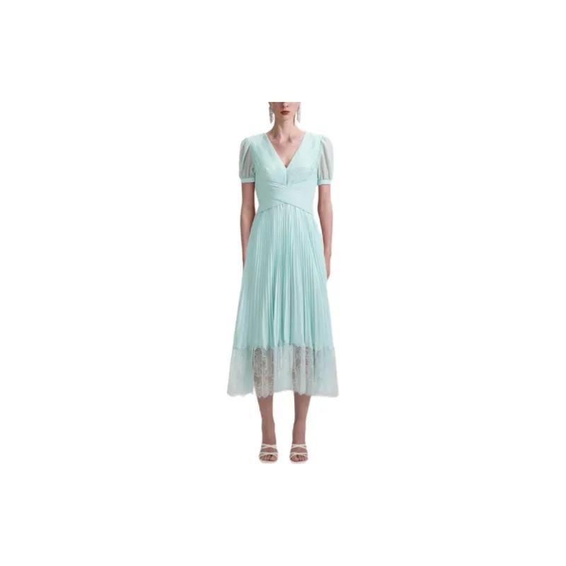 Self portrait Short Sleeved Dresses Women's Haze Blue-2